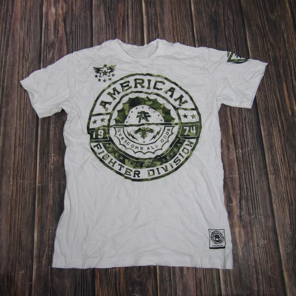 American Fighter Shirt Mens Medium Graphic Tee 1974 MMA Athletic Camo